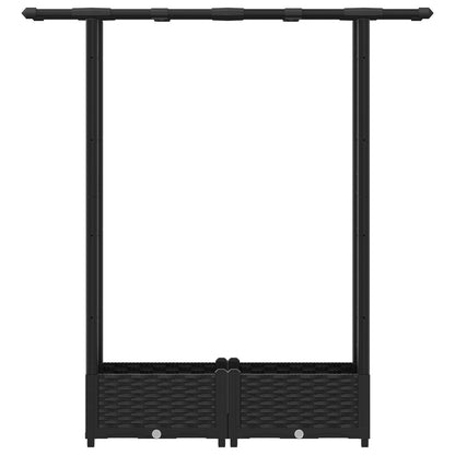 Verhoogd Bed met Trellis en Dak Zwart 122,5 x 40 x 123 cm PP