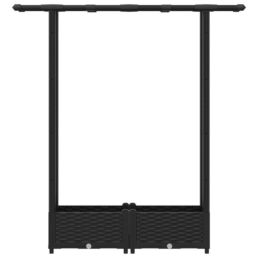 Verhoogd Bed met Trellis en Dak Zwart 122,5 x 40 x 123 cm PP