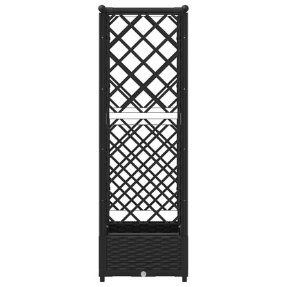 Verhoogd Bed met Trellis en Dak Zwart 122,5 x 40 x 123 cm PP