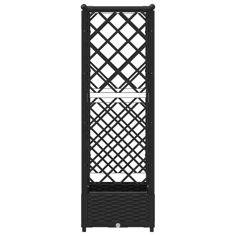Verhoogd Bed met Trellis en Dak Zwart 122,5 x 40 x 123 cm PP