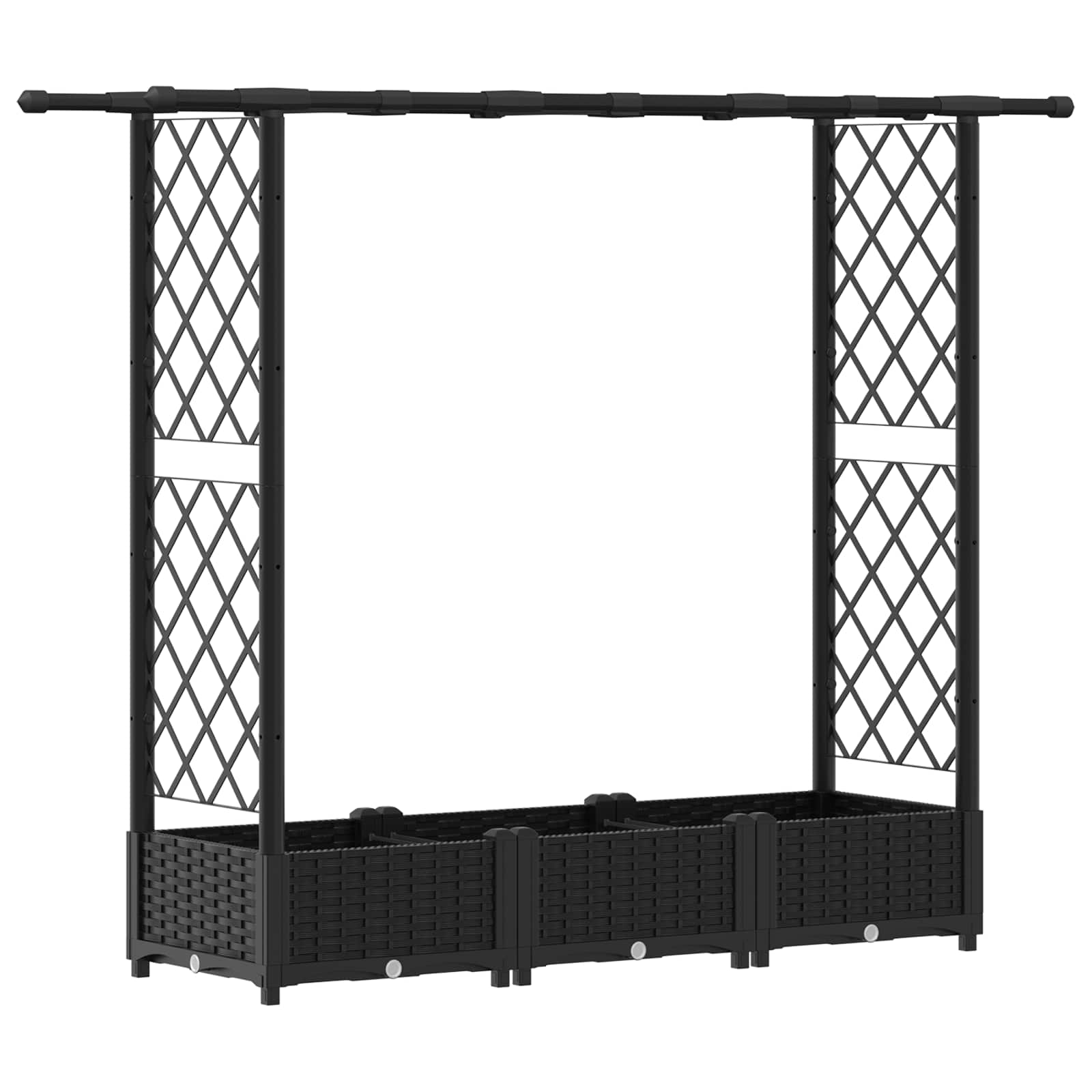 Verhoogd Bed met Trellis en Dak Zwart 164 x 40 x 123 cm PP