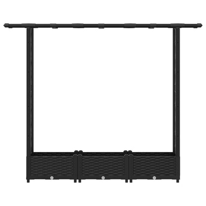 Verhoogd Bed met Trellis en Dak Zwart 164 x 40 x 123 cm PP