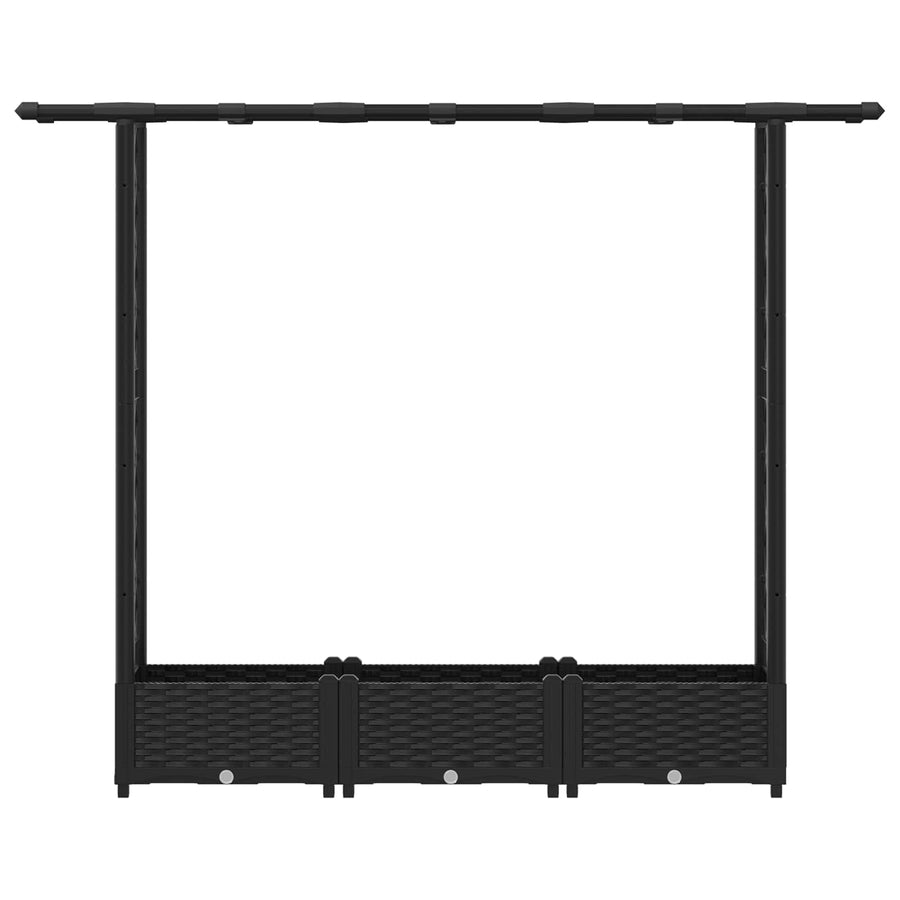 Verhoogd Bed met Trellis en Dak Zwart 164 x 40 x 123 cm PP