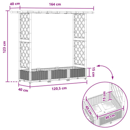 Verhoogd Bed met Trellis en Dak Zwart 164 x 40 x 123 cm PP