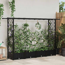 Verhoogd Bed met Trellis en Dak Zwart 203 x 40 x 123 cm PP