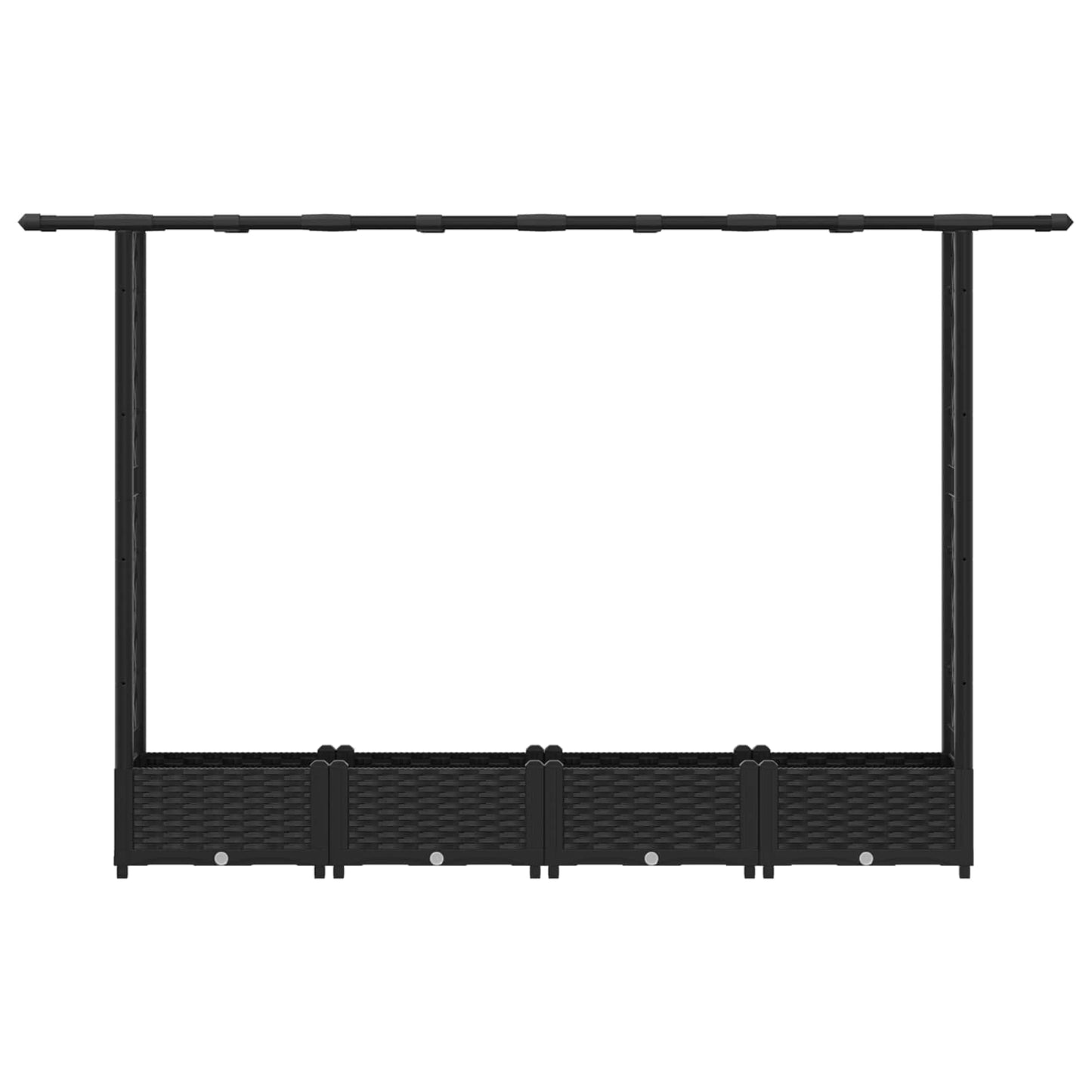 Verhoogd Bed met Trellis en Dak Zwart 203 x 40 x 123 cm PP