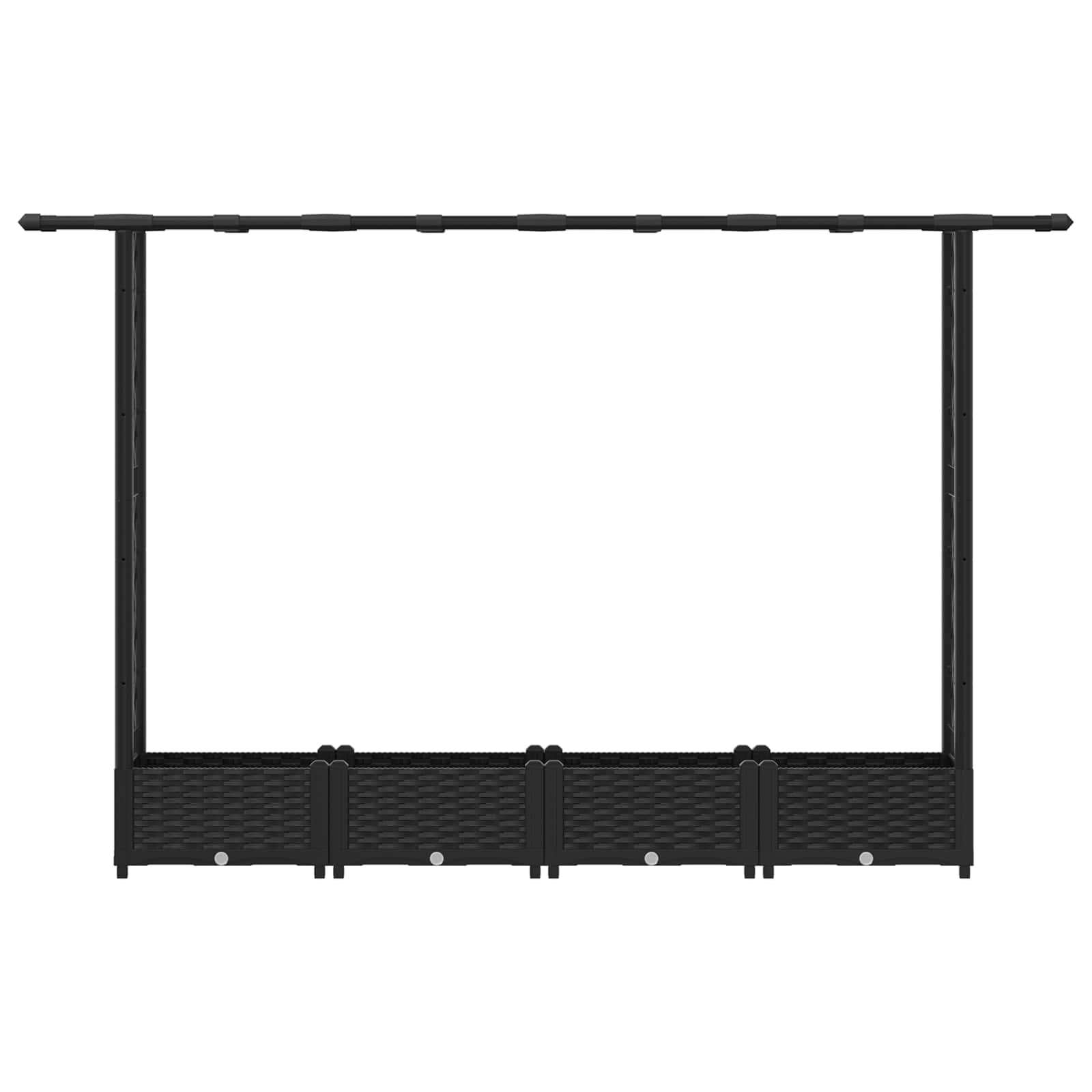 Verhoogd Bed met Trellis en Dak Zwart 203 x 40 x 123 cm PP