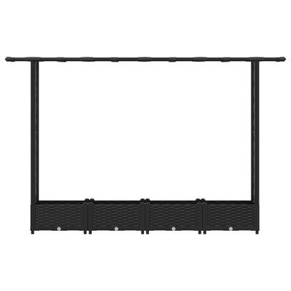 Verhoogd Bed met Trellis en Dak Zwart 203 x 40 x 123 cm PP
