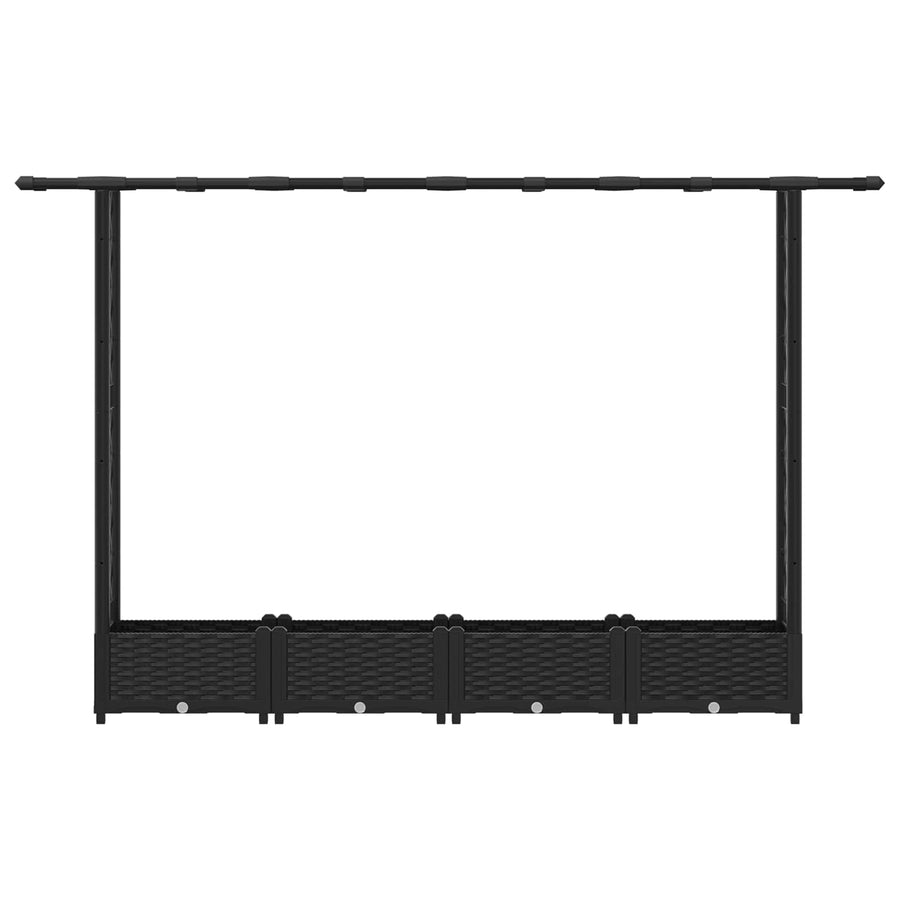 Verhoogd Bed met Trellis en Dak Zwart 203 x 40 x 123 cm PP