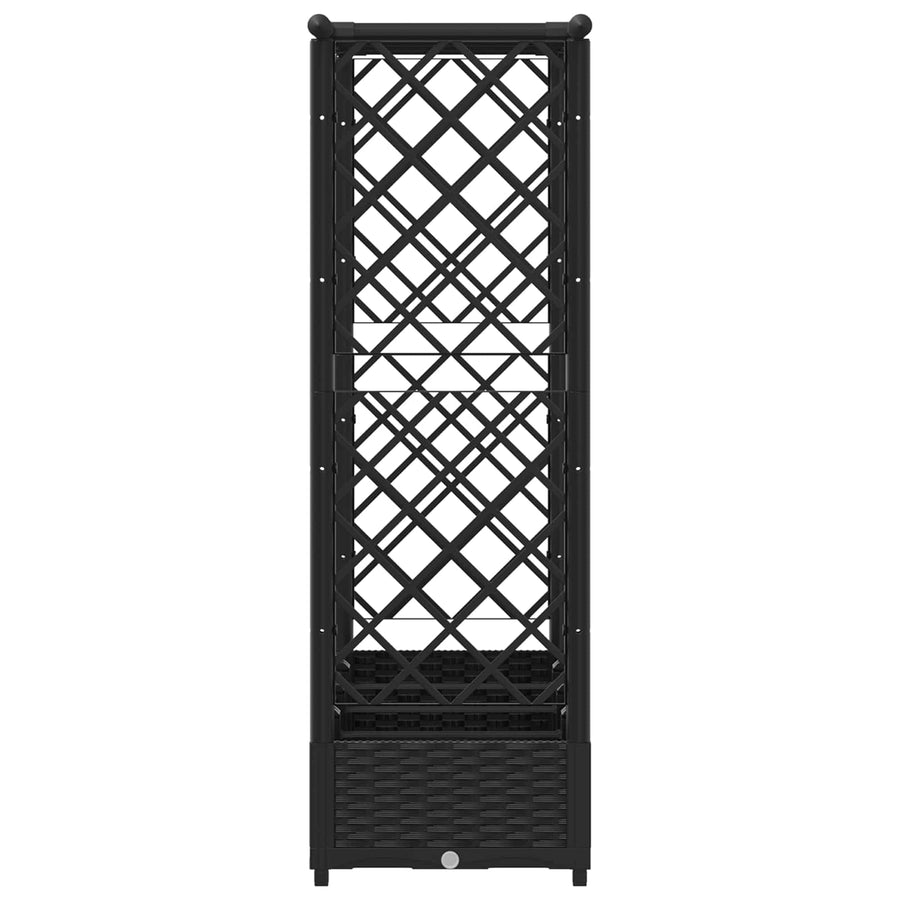 Verhoogd Bed met Trellis en Dak Zwart 203 x 40 x 123 cm PP