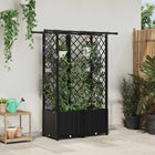Verhoogd bed met dak en trellis 124,5x40x138 cm zwart