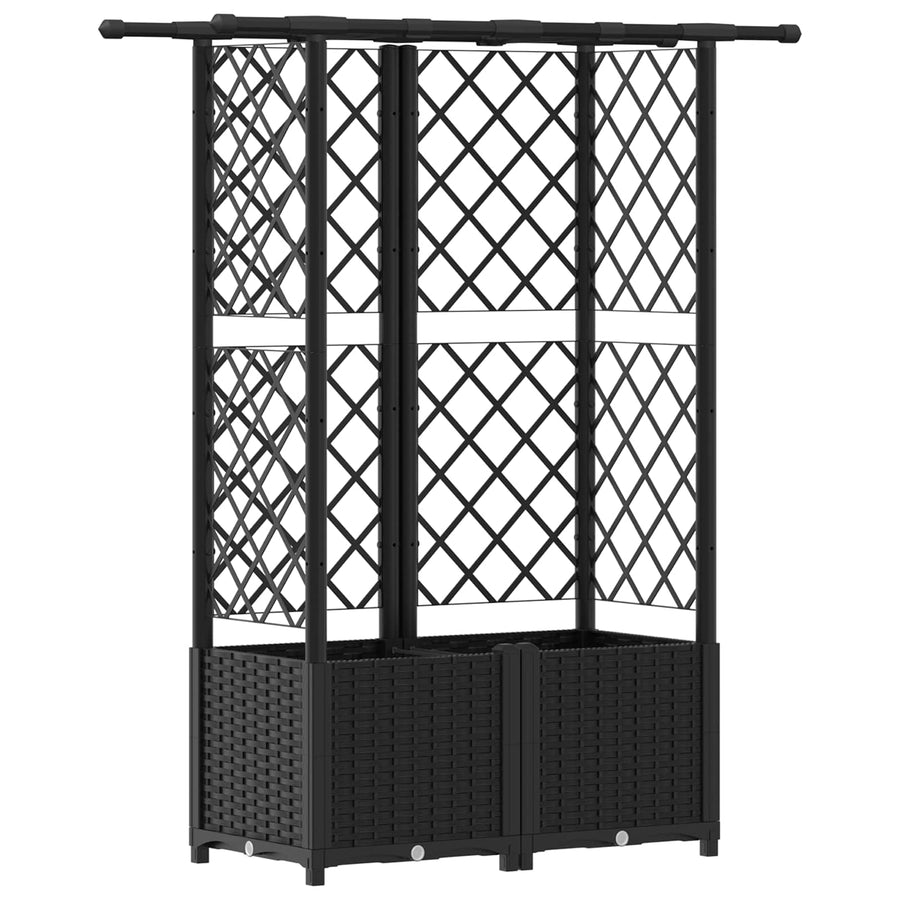 Verhoogd Bed met Trellis en Dak Zwart 124,5 x 40 x 138 cm PP