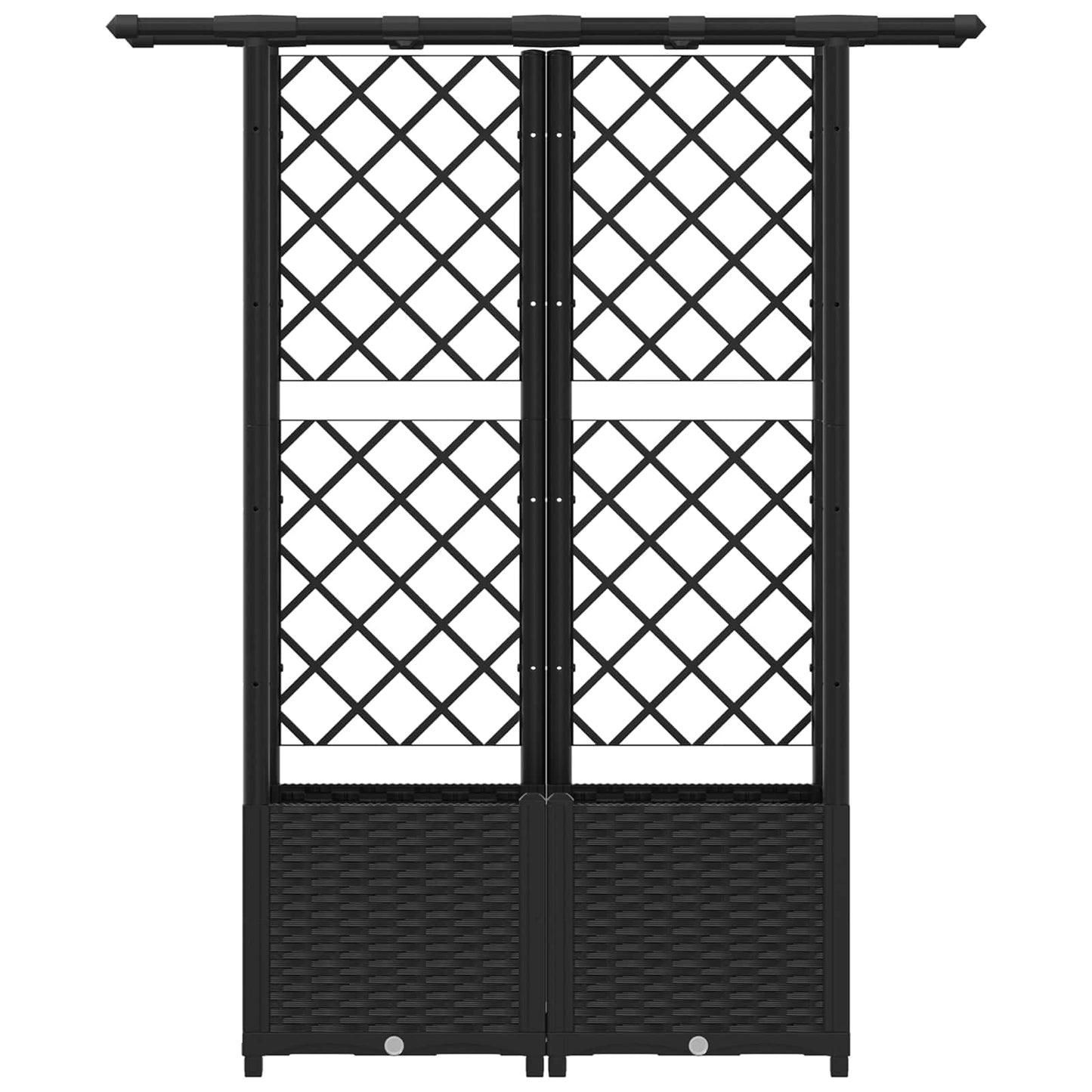 Verhoogd Bed met Trellis en Dak Zwart 124,5 x 40 x 138 cm PP