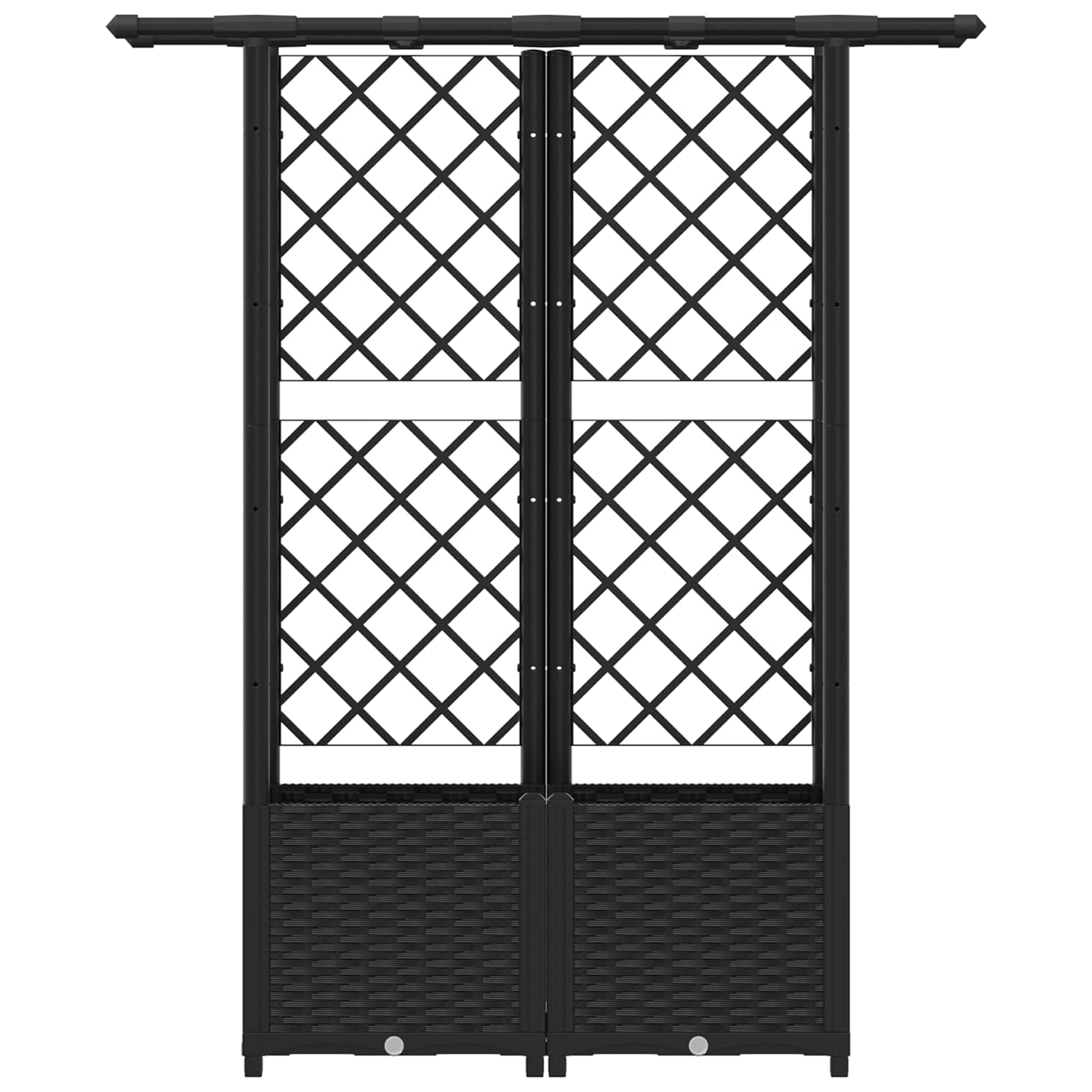 Verhoogd Bed met Trellis en Dak Zwart 124,5 x 40 x 138 cm PP