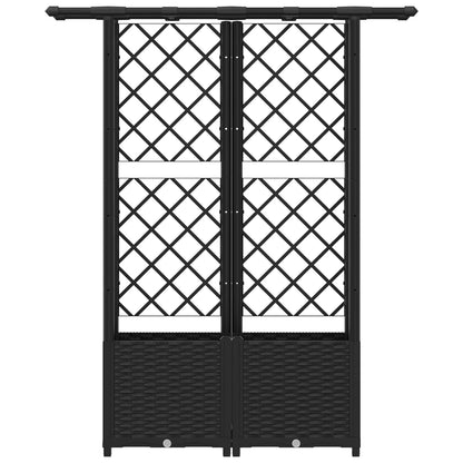 Verhoogd Bed met Trellis en Dak Zwart 124,5 x 40 x 138 cm PP