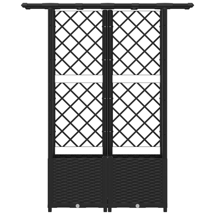 Verhoogd Bed met Trellis en Dak Zwart 124,5 x 40 x 138 cm PP