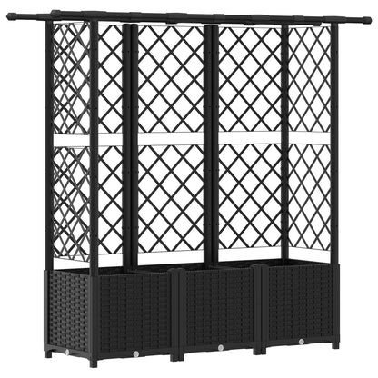 Verhoogd Bed met Trellis en Dak Zwart 162,5 x 40 x 138 cm PP
