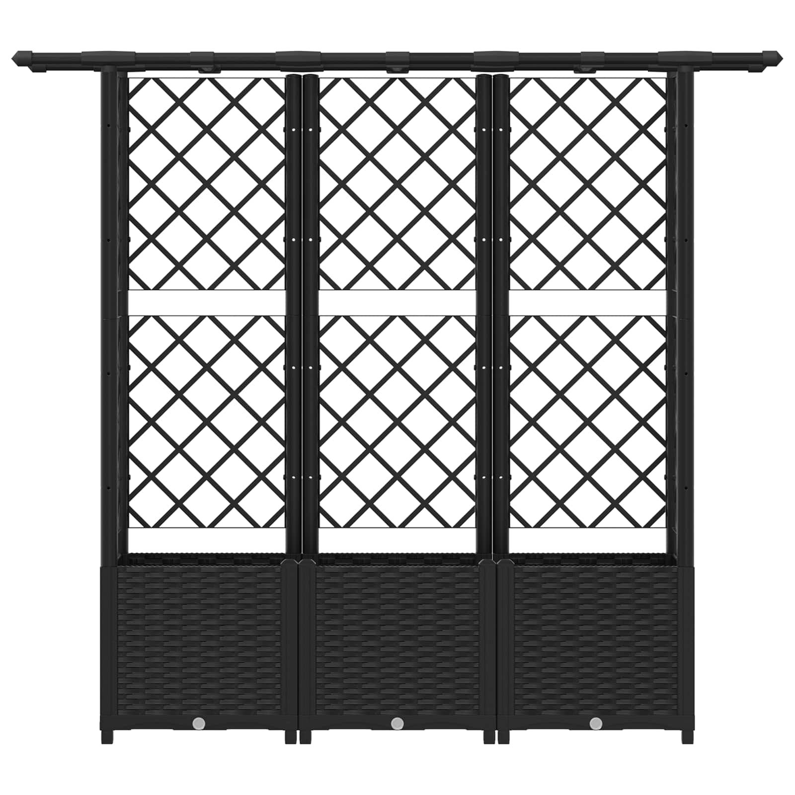 Verhoogd Bed met Trellis en Dak Zwart 162,5 x 40 x 138 cm PP