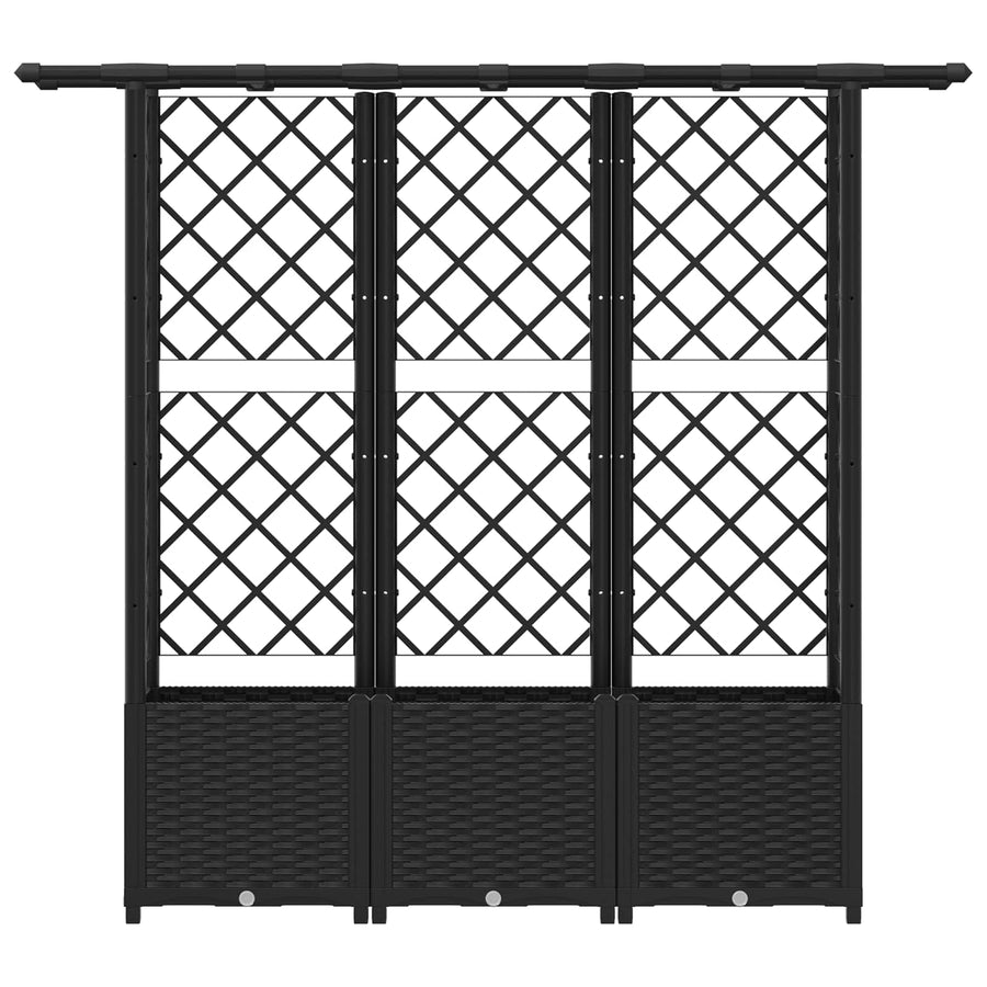 Verhoogd Bed met Trellis en Dak Zwart 162,5 x 40 x 138 cm PP