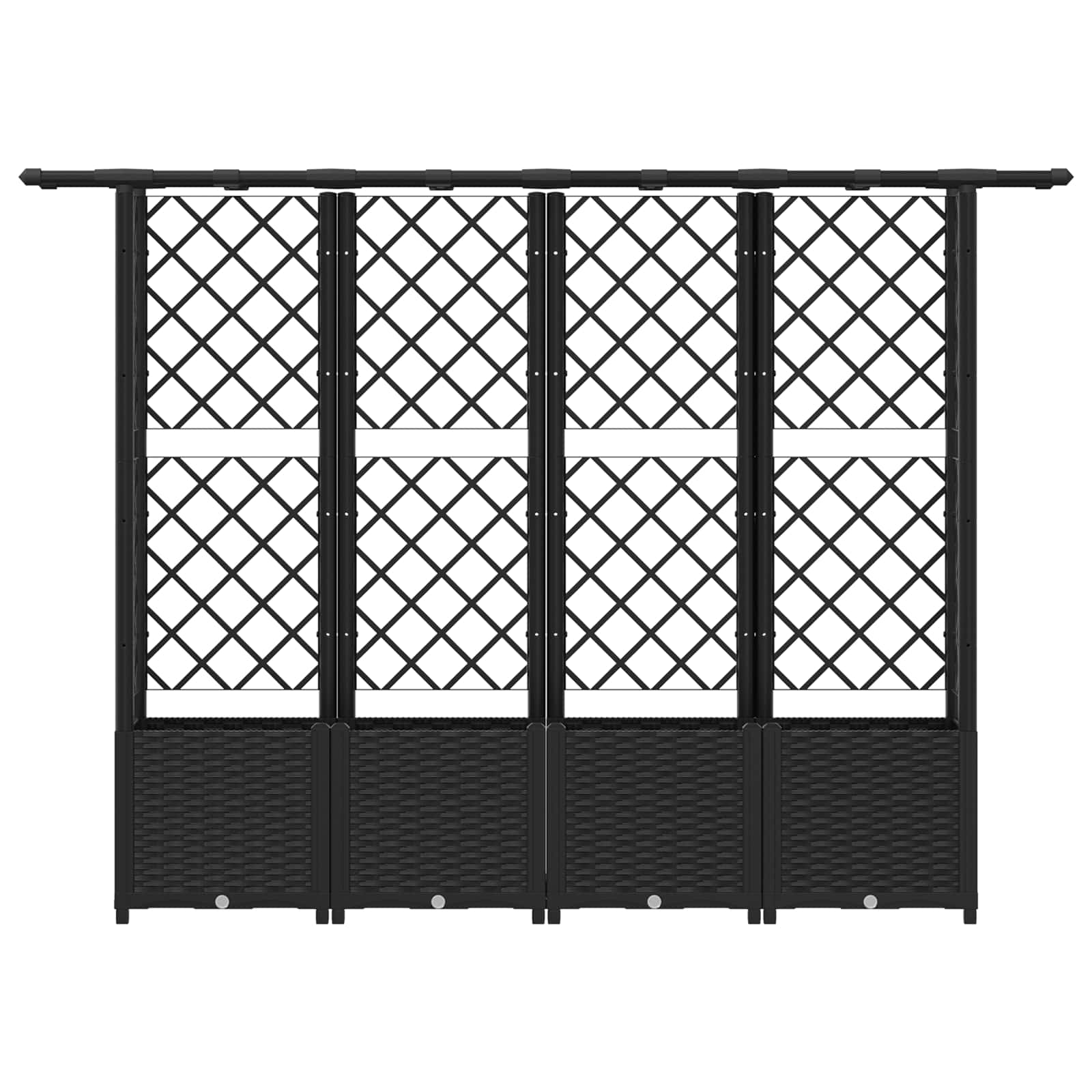Verhoogd Bed met Trellis en Dak Zwart 203 x 40 x 138 cm PP