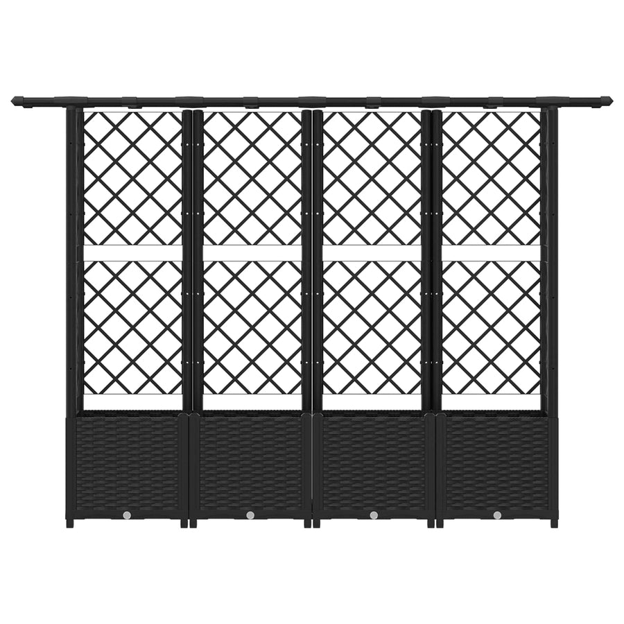 Verhoogd Bed met Trellis en Dak Zwart 203 x 40 x 138 cm PP