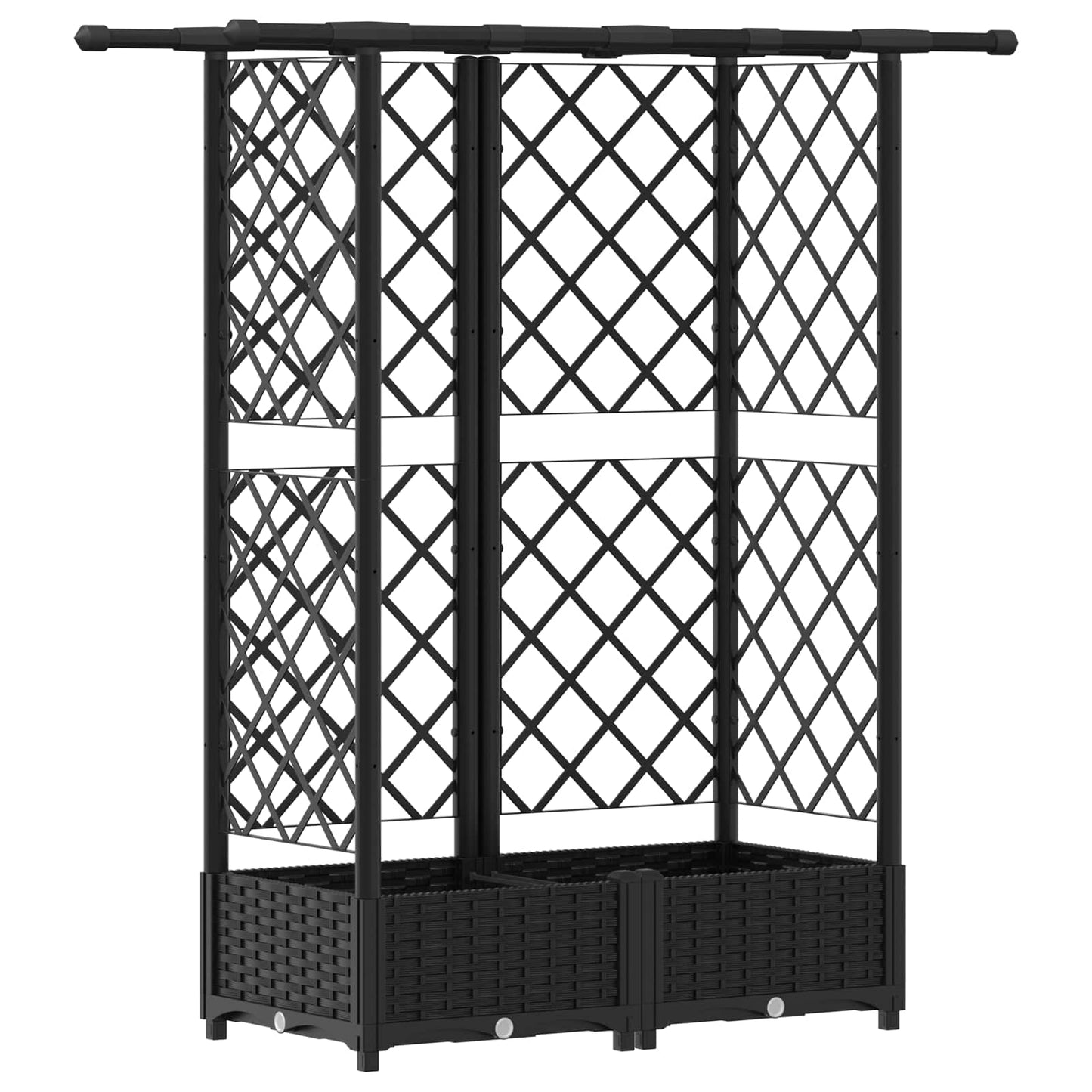 Verhoogd Bed met Trellis en Dak Zwart 124 x 40 x 123 cm PP