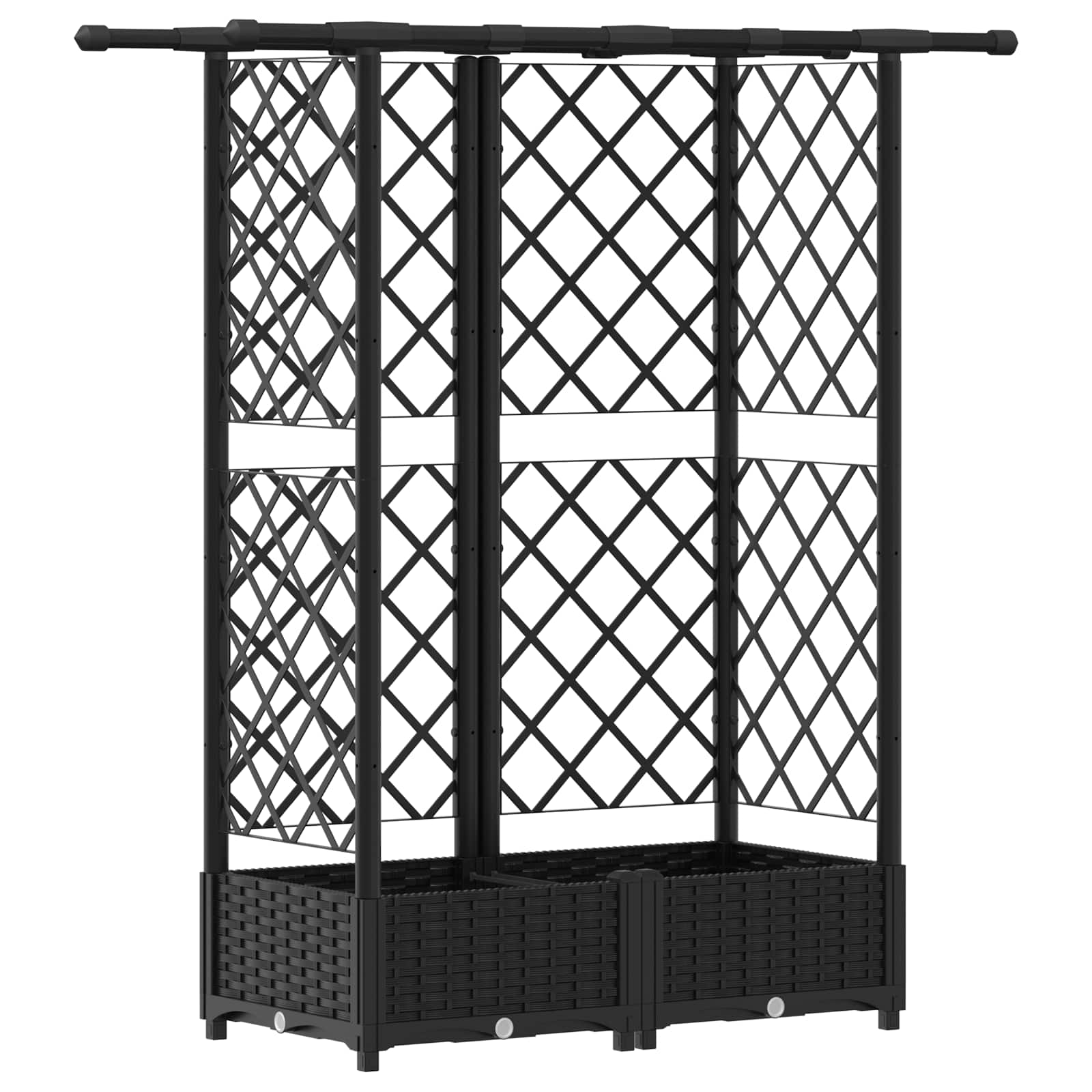 Verhoogd Bed met Trellis en Dak Zwart 124 x 40 x 123 cm PP