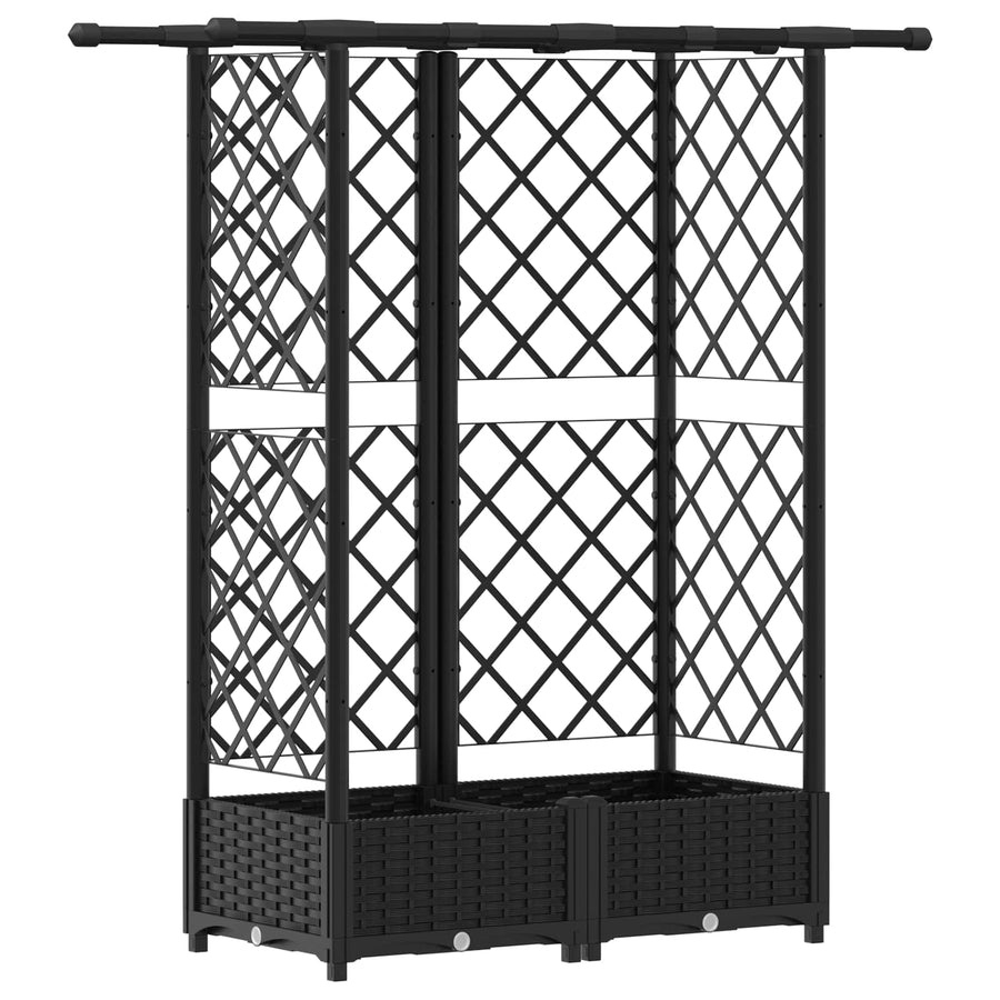 Verhoogd Bed met Trellis en Dak Zwart 124 x 40 x 123 cm PP