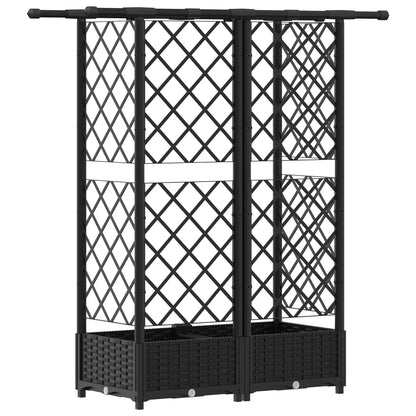 Verhoogd Bed met Trellis en Dak Zwart 124 x 40 x 123 cm PP