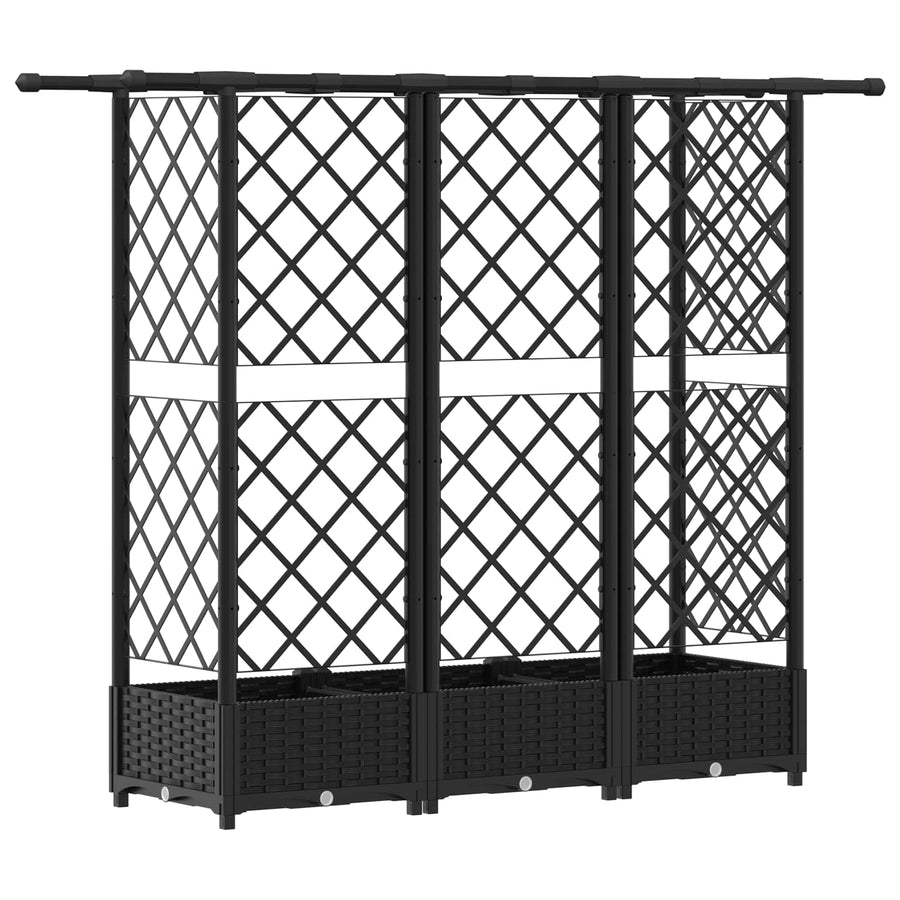 Verhoogd Bed met Trellis en Dak Zwart 164 x 40 x 123 cm PP