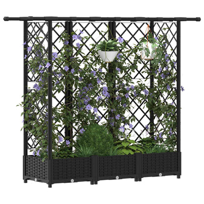 Verhoogd Bed met Trellis en Dak Zwart 164 x 40 x 123 cm PP