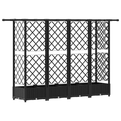 Verhoogd Bed met Trellis en Dak Zwart 202,5 x 40 x 123 cm PP