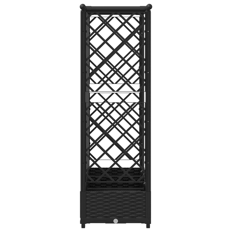 Verhoogd Bed met Trellis en Dak Zwart 202,5 x 40 x 123 cm PP