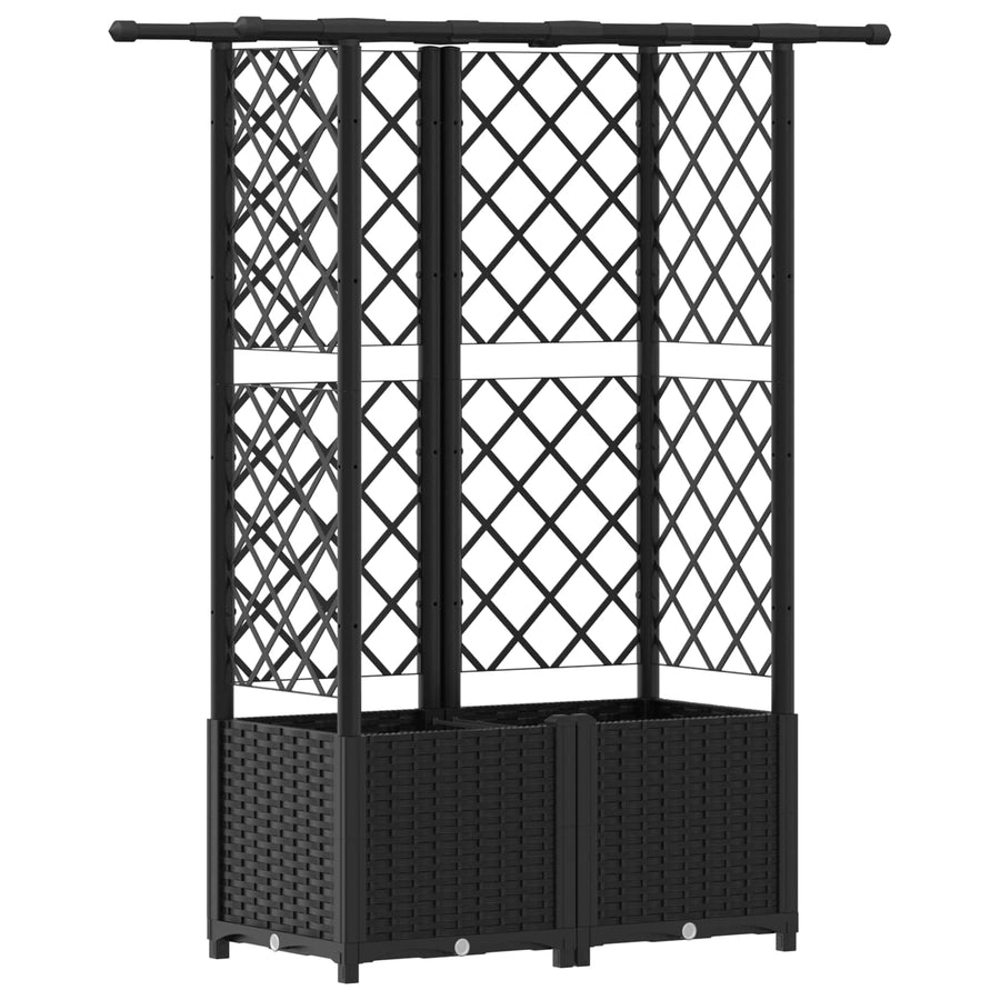 Verhoogd Bed met Trellis en Dak Zwart 124 x 40 x 138 cm PP
