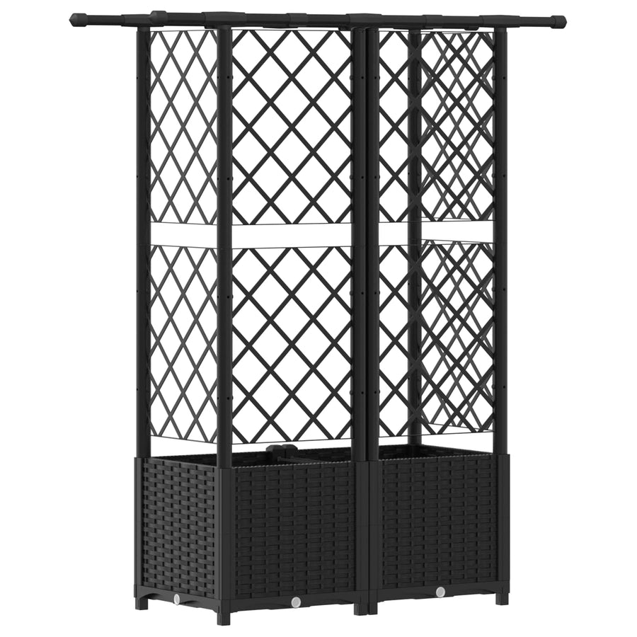 Verhoogd Bed met Trellis en Dak Zwart 124 x 40 x 138 cm PP