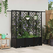 Verhoogd tuinbed met trellis en dak 163,5x40x138 cm PP zwart