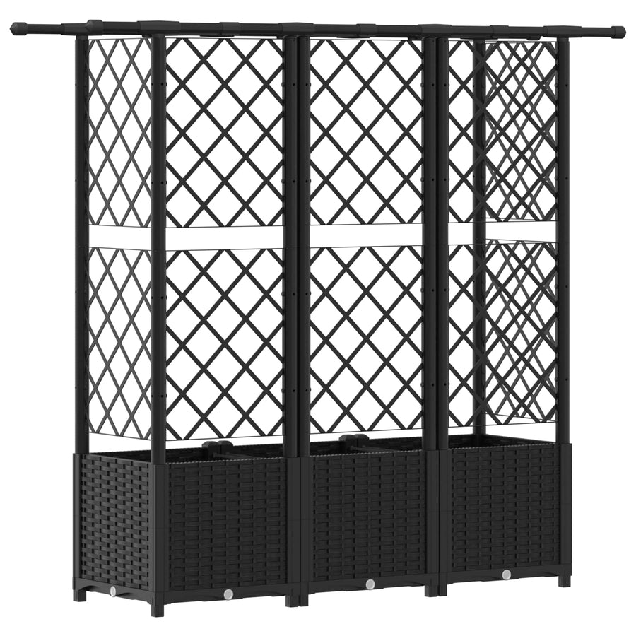 Verhoogd Bed met Trellis en Dak Zwart 163,5 x 40 x 138 cm PP