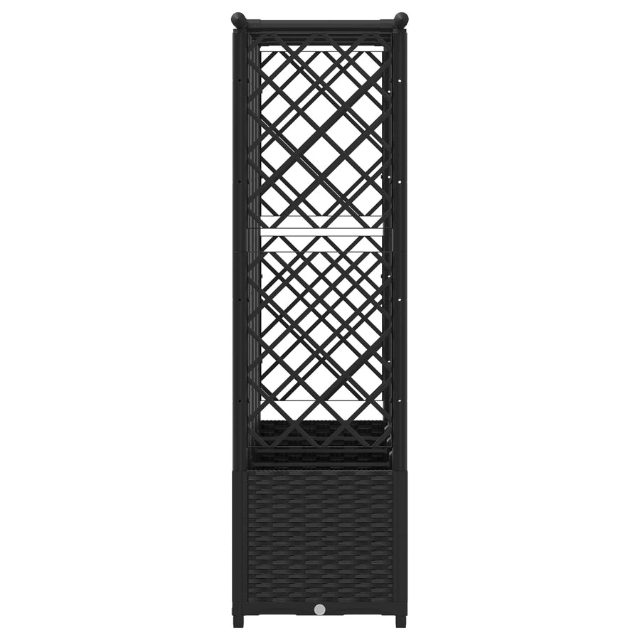 Verhoogd Bed met Trellis en Dak Zwart 202 x 40 x 138 cm PP