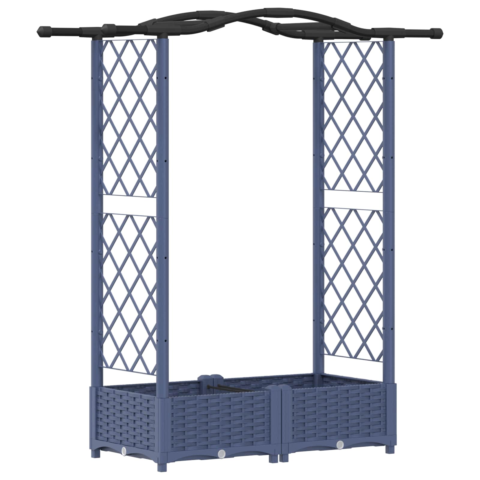 Verhoogd Bed met Trellis en Dak Grijs 124 x 40 x 125 cm PP