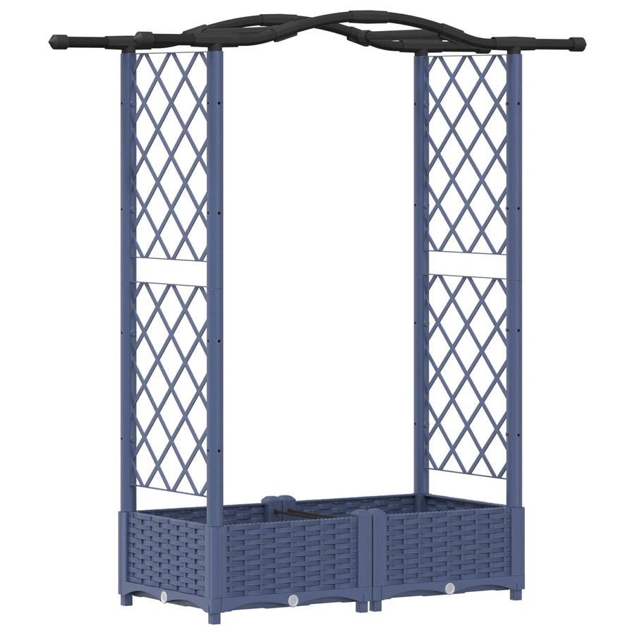 Verhoogd Bed met Trellis en Dak Grijs 124 x 40 x 125 cm PP