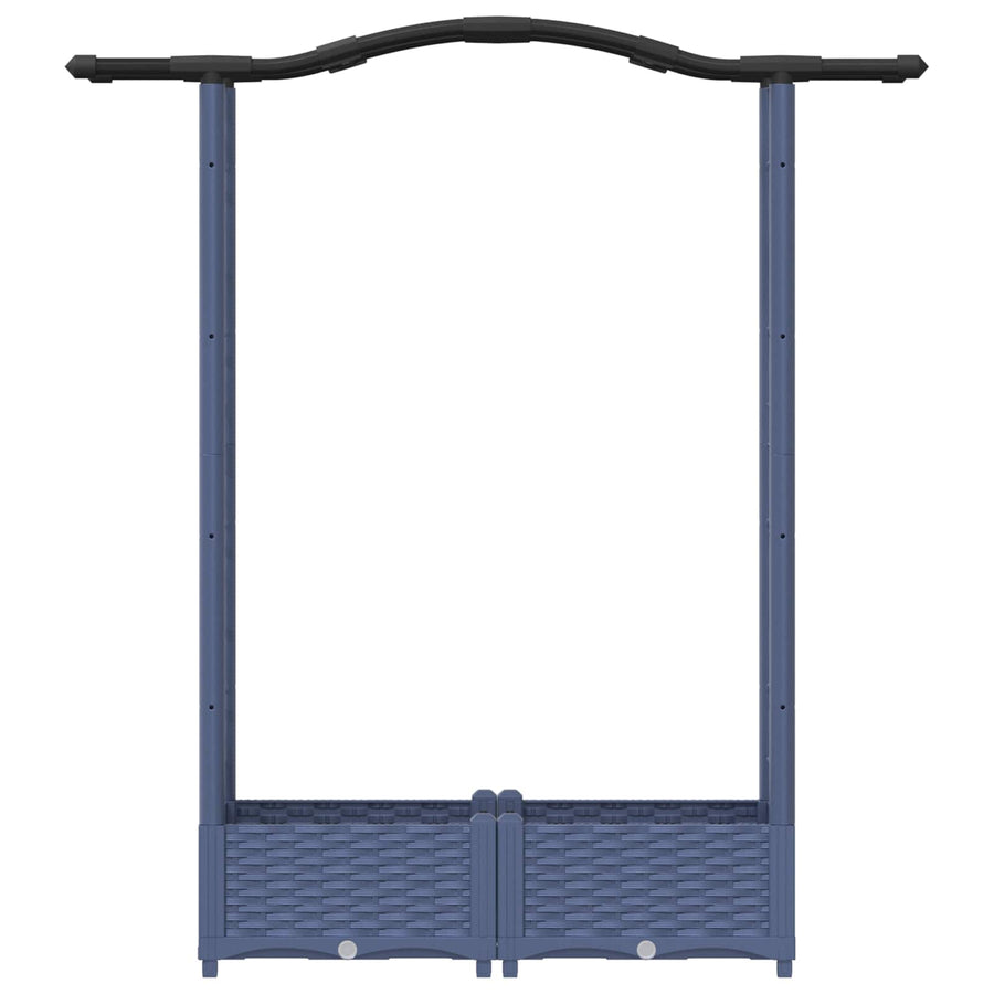 Verhoogd Bed met Trellis en Dak Grijs 124 x 40 x 125 cm PP