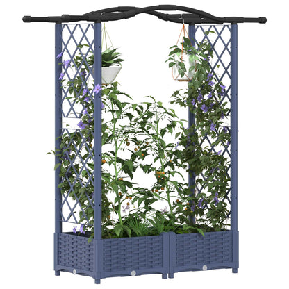 Verhoogd Bed met Trellis en Dak Grijs 124 x 40 x 125 cm PP