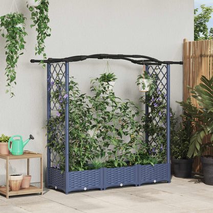 Verhoogd Bed met Trellis en Dak Grijs 169 x 40 x 125 cm PP
