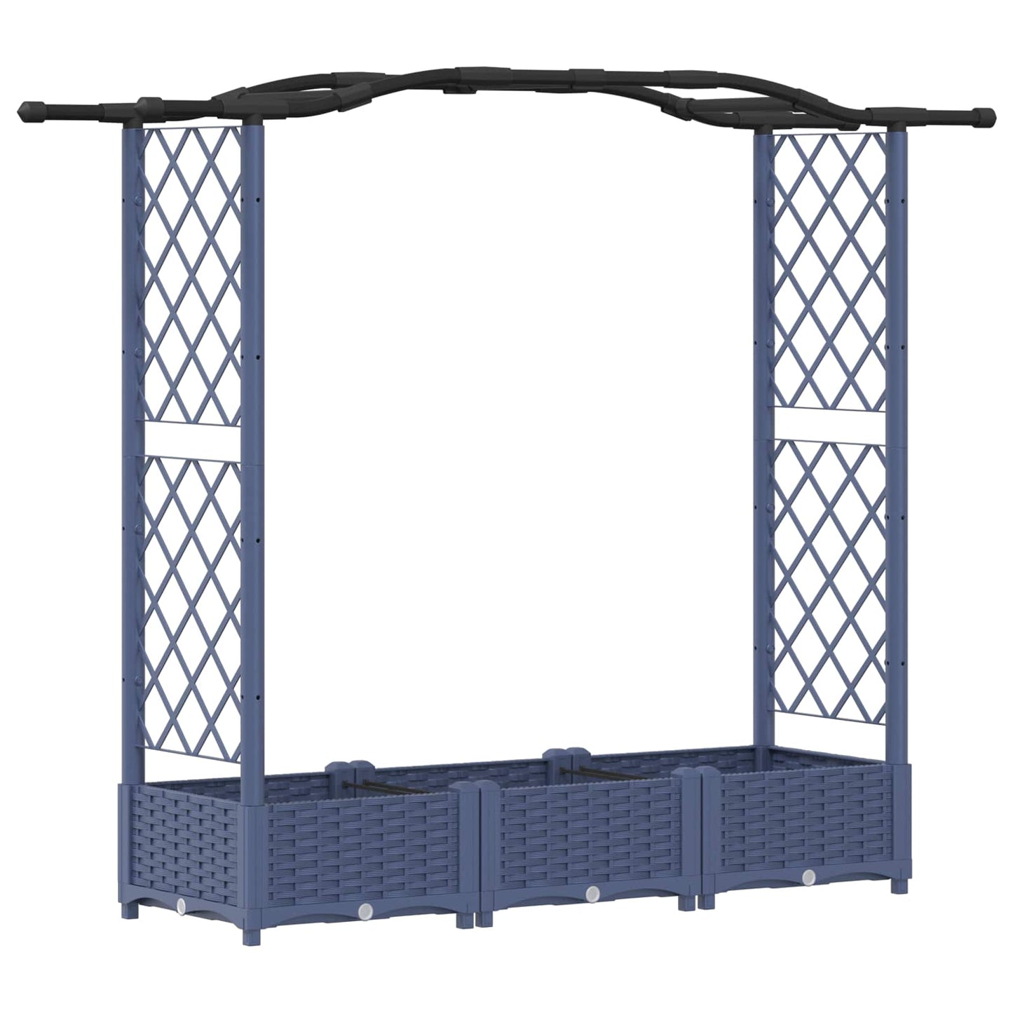 Verhoogd Bed met Trellis en Dak Grijs 169 x 40 x 125 cm PP
