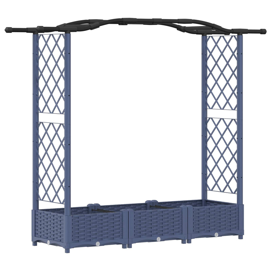Verhoogd Bed met Trellis en Dak Grijs 169 x 40 x 125 cm PP