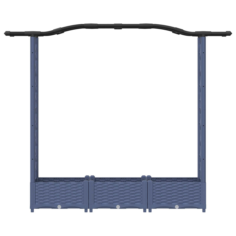 Verhoogd Bed met Trellis en Dak Grijs 169 x 40 x 125 cm PP