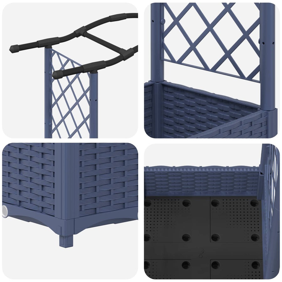 Verhoogd Bed met Trellis en Dak Grijs 207 x 40 x 126 cm PP