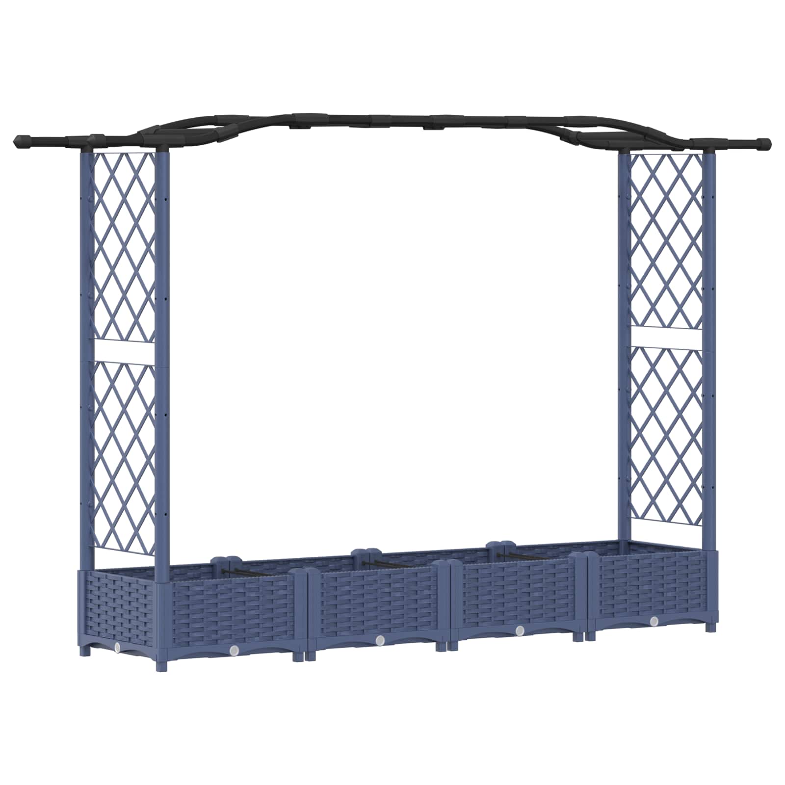 Verhoogd Bed met Trellis en Dak Grijs 207 x 40 x 126 cm PP
