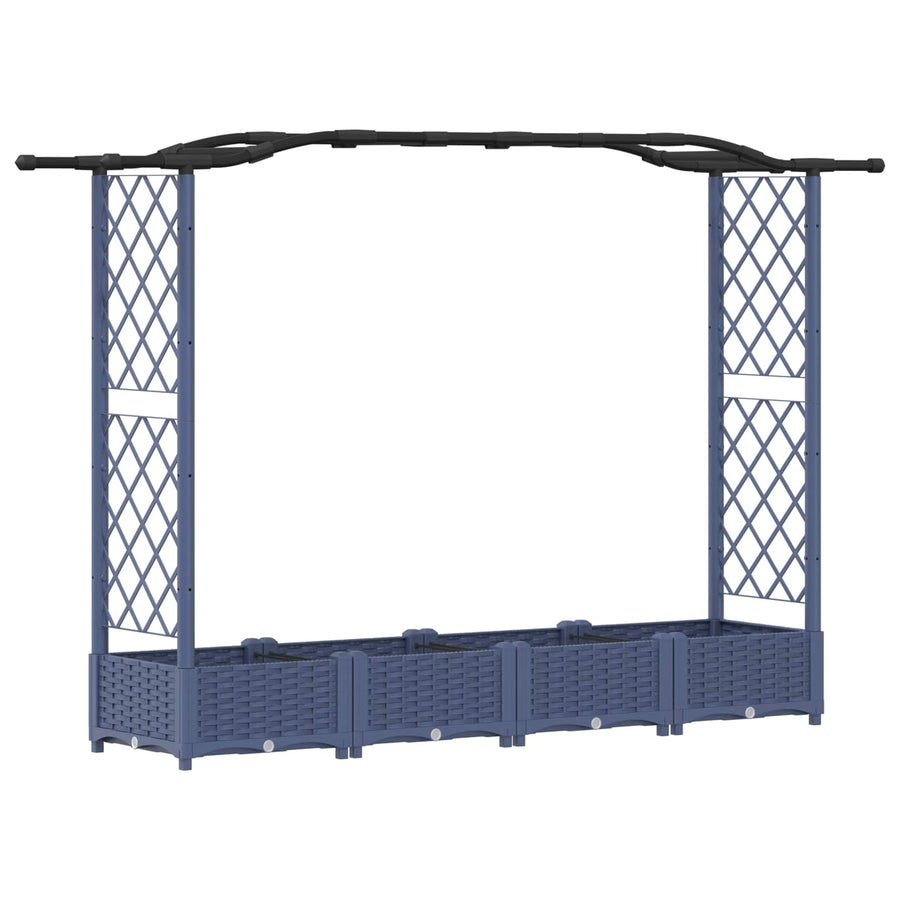 Verhoogd Bed met Trellis en Dak Grijs 207 x 40 x 126 cm PP