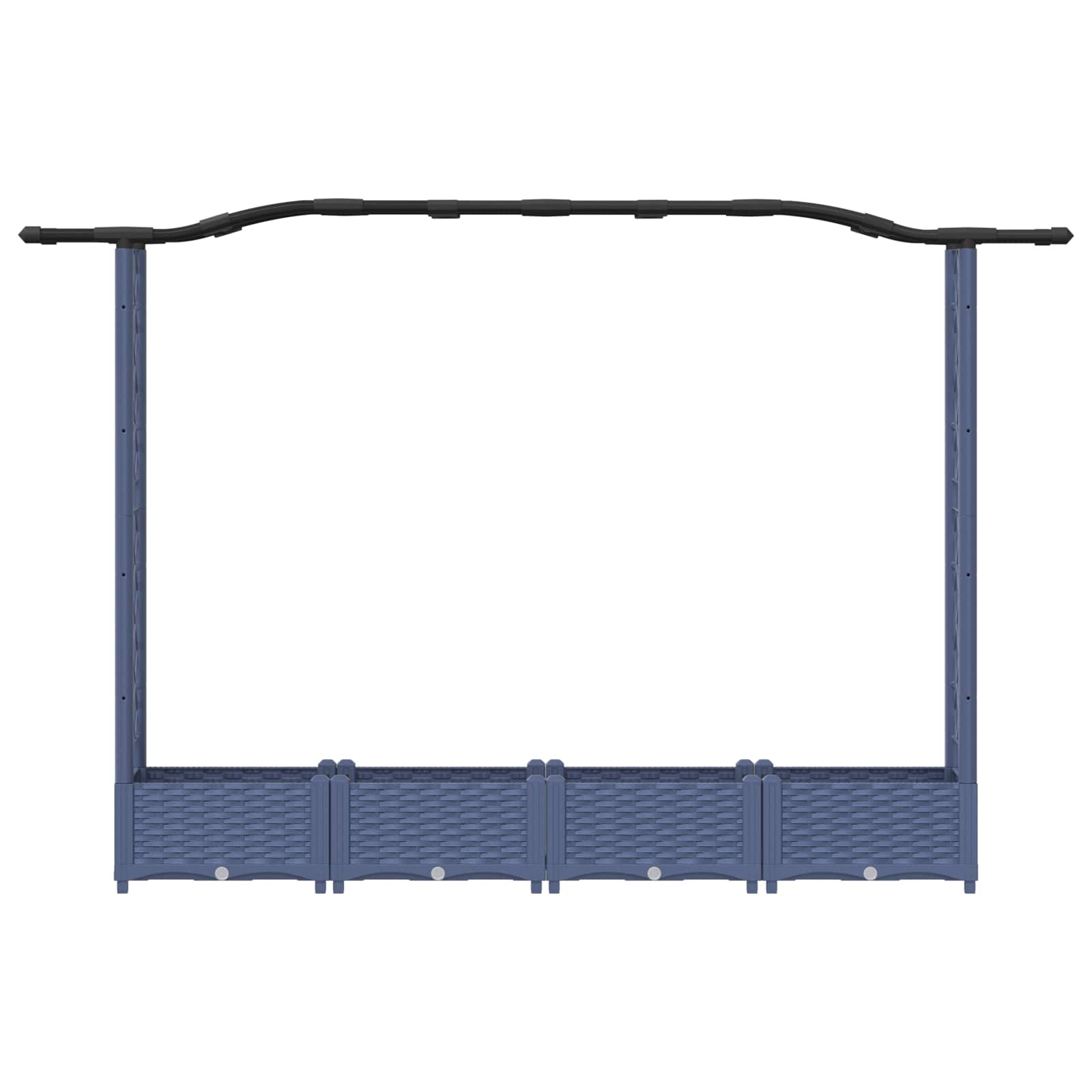 Verhoogd Bed met Trellis en Dak Grijs 207 x 40 x 126 cm PP